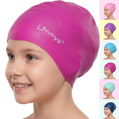Limmys Schwimmkappe für Kinder Aus 100% Silikon Für Lange Haare Weich Dehnbar & Bequem Entwickelt für Langlebigkeit & Knotenfreies Tragen