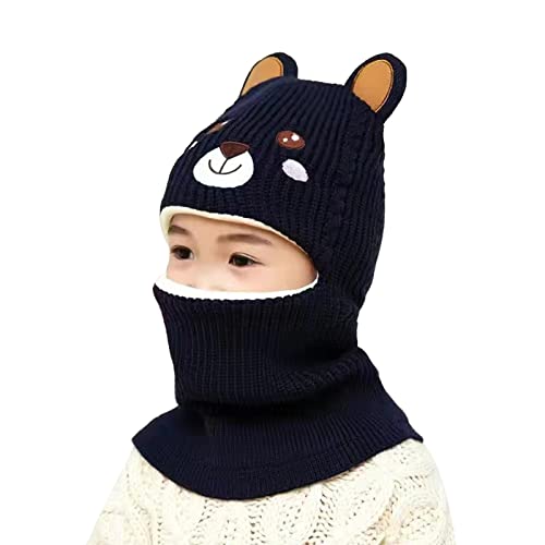 Cute Baby Bear Ears Winter Hat Scarf Set, Toddler Fleece Lined 𝐁eanie Hat Girls Boys with Neck wamer Infant Knit