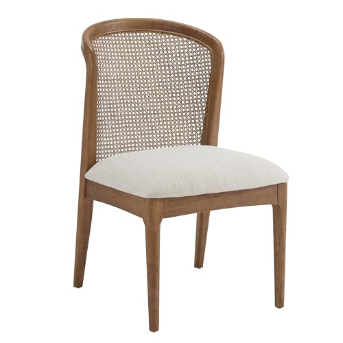 Christopher Knight Home Lilia Dining Chairs Set of 2, Modern Dining Chair with Fabric Upholstery, Rubberwood Frame Kitchen Chairs with Cane Webbing, Extra Seat for Dining Room, Beige + Walnut - Image 5