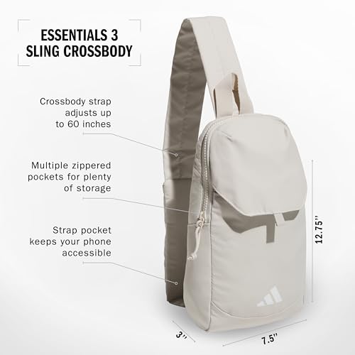 adidas Essentials 3 Crossbody – Sling Bag with Phone Pocket, Wonder Alumina Grey, OSFA by adidas - Used condition - Image 2