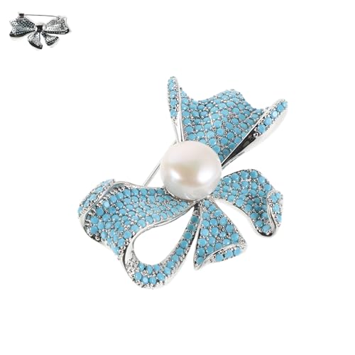 Broche de lazo para mujer con perla genuina, un obsequio adecuado para fiestas y aniversarios