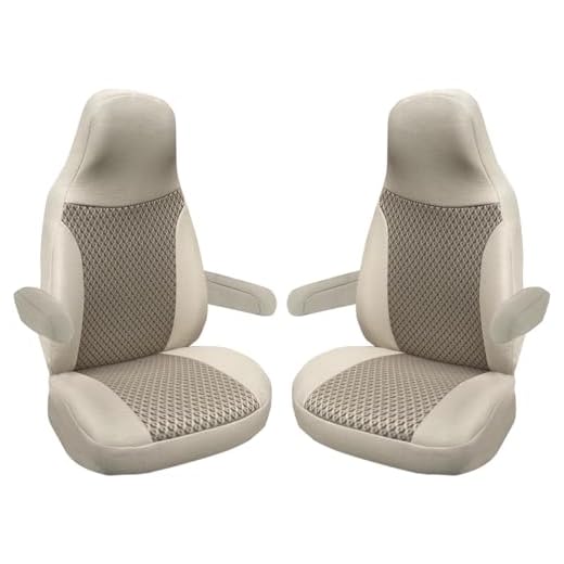 Maß Sitzbezüge Schonbezüge Pilotsitze Fahrer & Beifahrer Set kompatibel mit Wohnmobil FIAT Ducato 804 Camelbeige