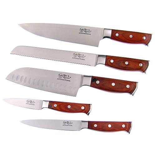 HEN & ROOSTER AND 6Piece Pakka Wood Kitchen Cutlery Set Stainless