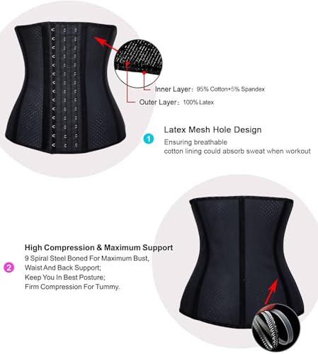 Image of YIANNA Women's Underbust Latex Sport Girdle Waist Trainer Corsets Hourglass Body Shaper