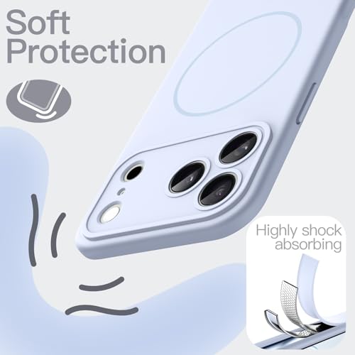 Image of JETech Magnetic Silicone Case for iPhone 17 Pro, Mist Blue | Compatible with MagSafe, Silky Soft Touch, Full Camera Lens Protection, Shock Absorbing Phone Cover