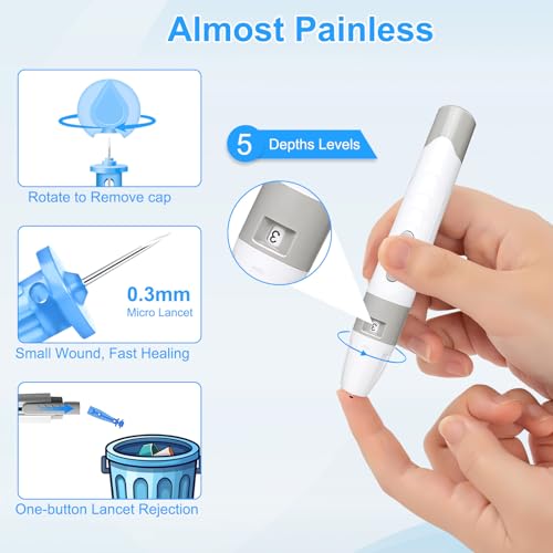 Image of Blood Sugar Monitor,Glucose Monitor Kit with 50 Test Strips & 50 Lancets for Diabetes Testing, Blood Glucose Meter with Auto Eject, No Coding & Large LCD for Seniors