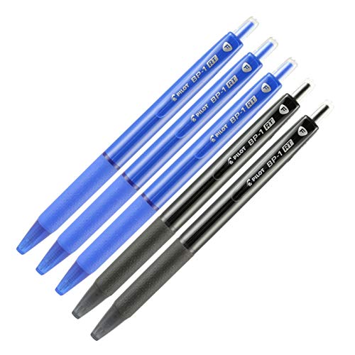 Image of Pilot 1729 BP1RT Ball Pen - Pack of 12 (Black) BP1 Ball Pen - Pack of 5 - (3 Blue Pens + 2 Black Pens)