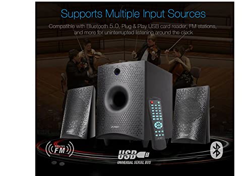 F&D F210X 2.1 Channel Multimedia Speaker (Black) | Wireless Bluetooth Speakers | Subwoofer Satellite Speakers/LED Display/USB/SD Card | Home Theatre | Powerful Bass | Speaker for Laptop, Pc & Mobile 9 415VuPMG39L