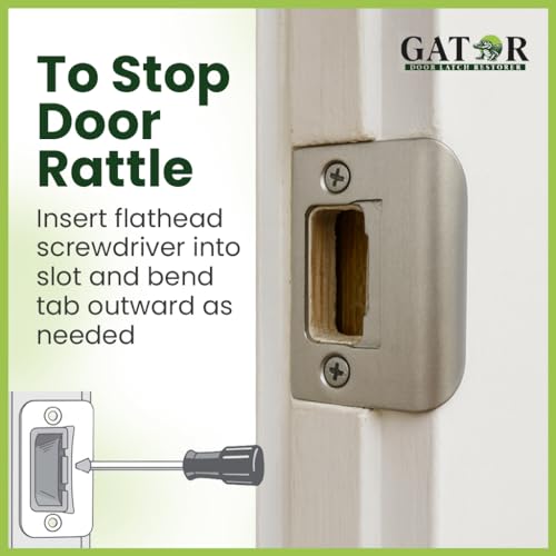 Gator Door Strike Plate with Screws, – 2-1/4" by 1-3/4" Universal Latch Restorer Alloy Steel Lock Hardware for Interior and Exterior Doors, Replacement Door Latch Plate | Satin Nickle - 1 Pack
