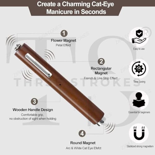 Image of THR3E STROKES 3 in 1 Nail Magnet, Multifunctional Cat Eye Gel Nail Polish Magnet Pen, 3D Magnetic Nail Polish Stick for Home DIY, Salon, Studio, Nail Art Design Tools (3 IN 1)(DARK BROWN)