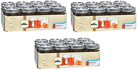Kerr 1/2 8oz Pint Regular Mouth 12 Pieces Jars (3 Pack) Made in USA