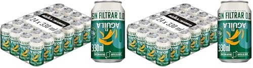 El Aguila Sin Filtrar 00 Cerveza Lager Especial Sin Alcohol Pack Lata, 24 x 33cl (Paquete de 2)