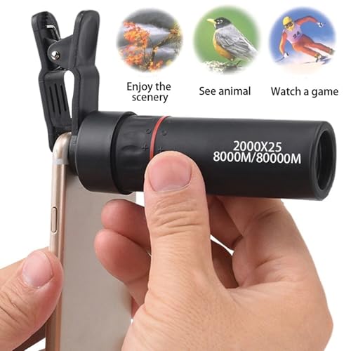 AYMBH 12X HD Monocular Telescope 2000x25 Waterproof Compact Pocket Scope for Bird Watching, Stargazing, Hiking, Travel, Sports, Camping High Power BAK4 Prism FMC Coating Non-Electric Durable With clip - Image 3