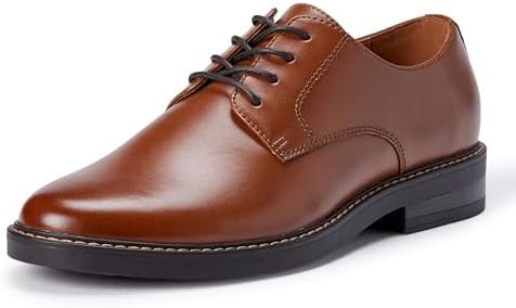 Amazon Essentials Men's Round Toe Derby Dress Shoes, Dark Tan, 10.5