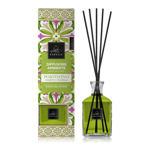 Lady Venezia - Ambientador para ambientes - Difusor de perfume de ambiente - Ambientador con varillas - Perfume de ambiente - Colección Ceramiche - Formato 250 ml (lirio de los valles - Magnolia)