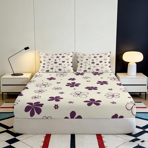Drap housse fleurs violettes antidérapant fini le drap qui glisse du matelas