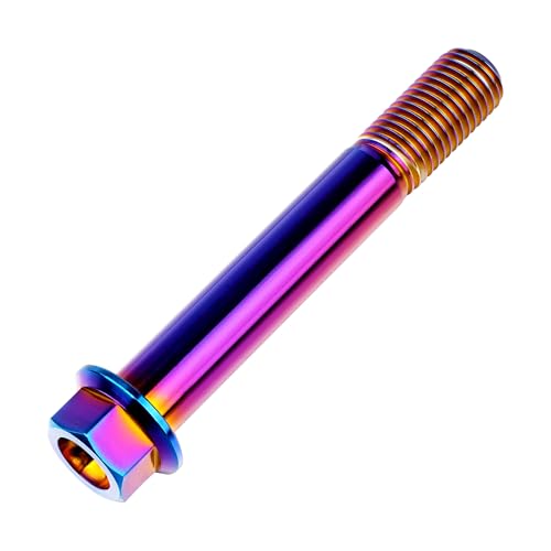 Image of Titanium Bolt M12 30 35 40 45 50 55 60 65 70 75 80 85 90mm Hex Small Flange Head for Motorcycle Car Modification Pack of 4 (M12x80mm Pitch 1.25, Burnt Blue)