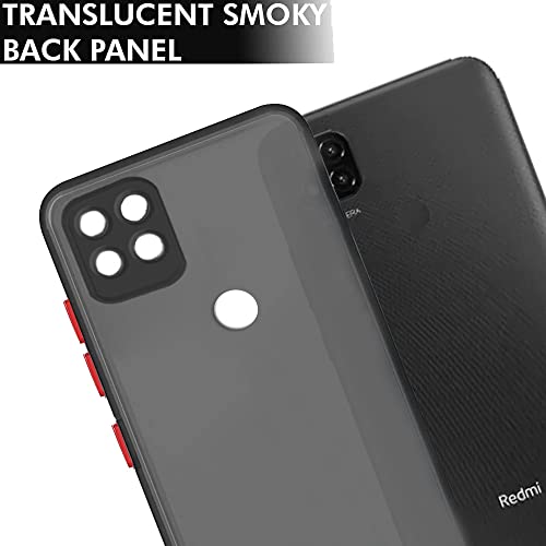 Image of TheGiftKart Translucent Smoked Matte Back Case Cover for Mi Redmi 9 / Redmi 9 Activ /Poco C31 | 360 Degree Protection Protective Hard Back (TPU & PC | Black Bumper)