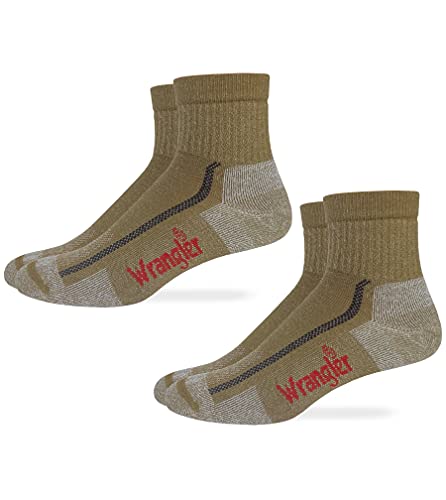 Wrangler Men's All Terrain Gear Merino Wool Quarter Cushion Socks (2 Pairs)