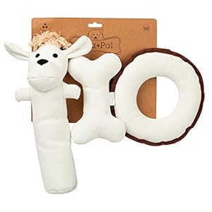 Eco-Friendly Durable Squeaky Dog & Puppy Pet Chew Toy Variety Pack for, Training, Teething and Exercise (Harry The Hound, T-Bone, & Donut)