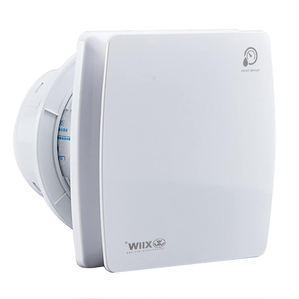 XIIW Cichy wentylator łazienkowy, Ø 100 mm, z czujnikiem wilgotności, regulowany czas wyładowania, wentylator ścienny z timerem i klapą zwrotną [95 m³/h, 12 W, 34 dB] do łazienki, WC, kuchni