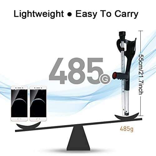 Muletas Bastón Plegable de Aluminio (2 Unidades, Puño Abierto), Antebrazo Telescópico para Adultos, Agarre Cómodo, con Empuñadura Ergonómica y Reflector (Soporta hasta 130 kg)