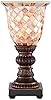 Regency Hill Mosaic Traditional Vintage Uplight Accent Table Lamp 12" High Dark Bronze Brown Earth Tone Ivory Glass Shade for Cottage Core Living Room Bedroom House Bedside Nightstand Home Family #4