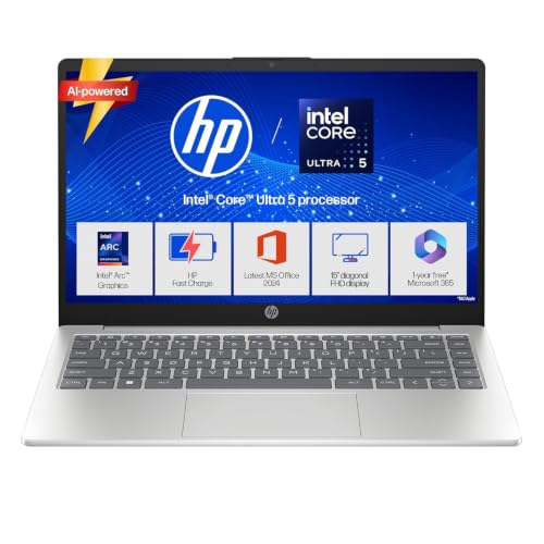 Image of HP 15 Smartchoice, Intel Core Ultra 5 125H 12 TOPS, 24GB DDR5 (Upgradeable) 1TB SSD,Anti-Glare, FHD, 15'' /39.6cm,Win11, M365*Office24, Silver, 1.65kg, FD1458TU, FHD Camera w /Shutter, Backlit AI Laptop
