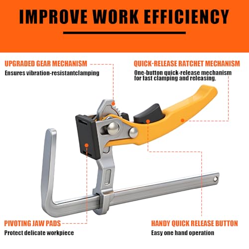 image for Hicarer 4 Pack Quick Release Ratcheting Table Clamp 7