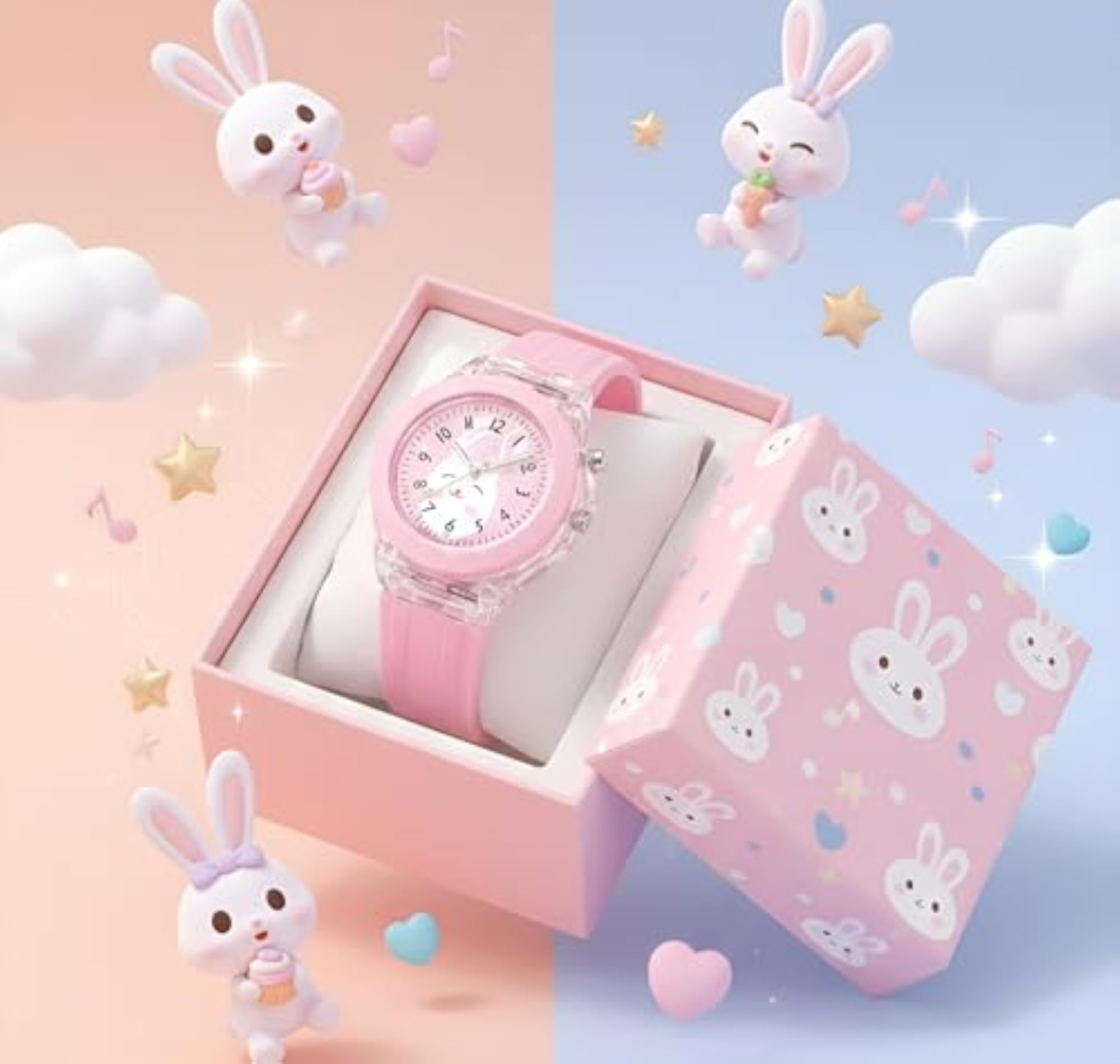 Kids' Bunny Wristwatch with Clear Case