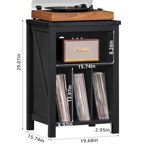 Joaxswe Record Player Stand with Vinyl Record Storage,Black Record Player Table Holds up to 160 Albums,Large Wood Turntable Stand Cabinet Dispaly Shelf for Living Room,Bedroom,Office