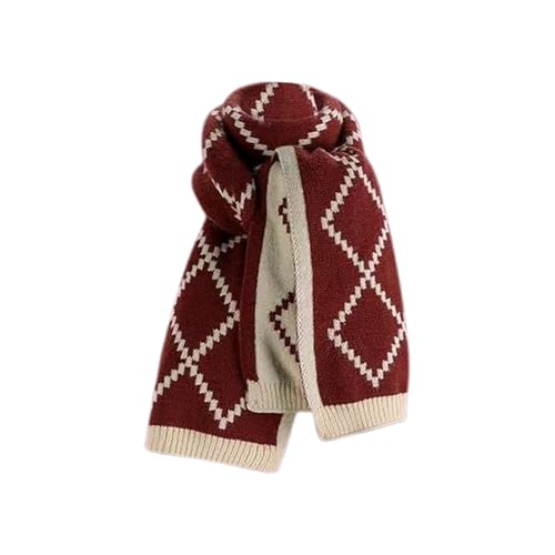 Dempiire Mens Winter Warm Long Soft Scarf Plaid Pattern Ultra-Soft Fleece Scarf Unisex Winter Scarves Gifts (# Red)