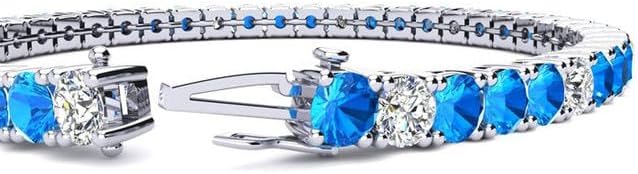 11 Carat Round Shape Simulated Gemstone and White Diamond Prong Set Tennis Bracelet in 14K White Gold Plated 925 Sterling Silver Gift for Womens