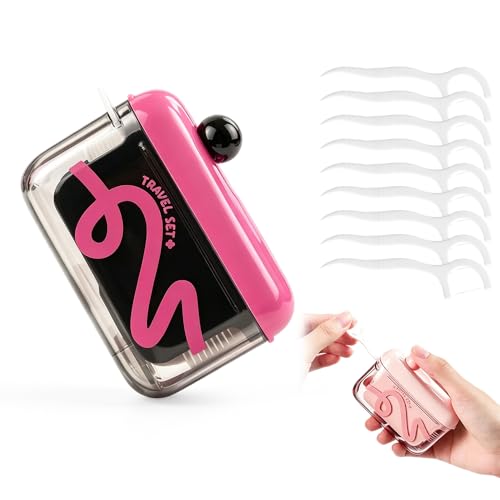 Automatic Pop-up Portable Floss Dispenser with 50 Pcs Dental Floss 2026 Upgraded Dental Floss Box Refillable Holder Boxes for Home Restaurant and On-the-Go Oral Care (Red)