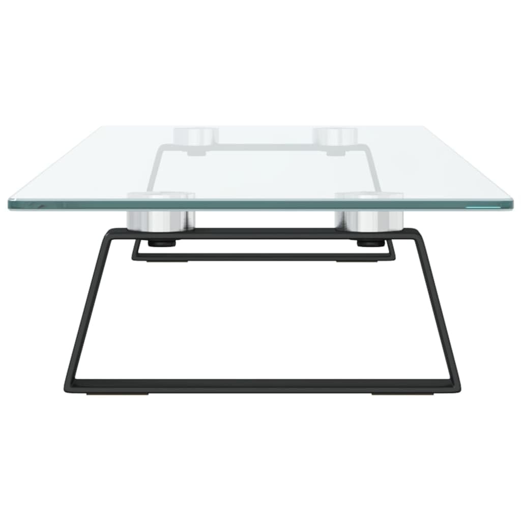 Supporto per monitor nero, 80 x 20 x 8 cm, vetro temperato, metallo, ergonomico, regolabile in altezza, per postazione di lavoro, ufficio, casa, gaming, semplice da scrivania