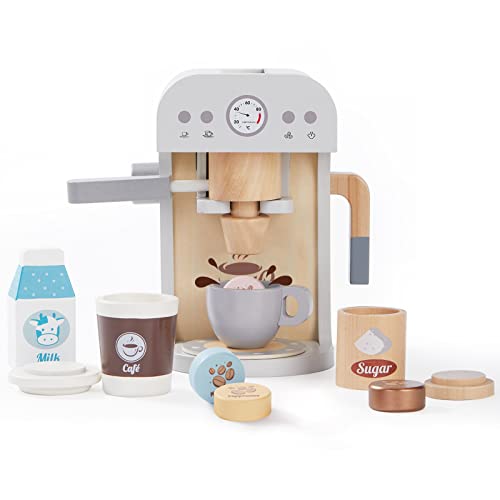 Frogprin Kids Coffee Maker Playset-Wooden Kitchen Toys, Toddler Play Kitchen Accessories, Pretend Play Food Sets For Kids Kitchen, Encourages Imaginative Play For Girls And Boys #TOP1