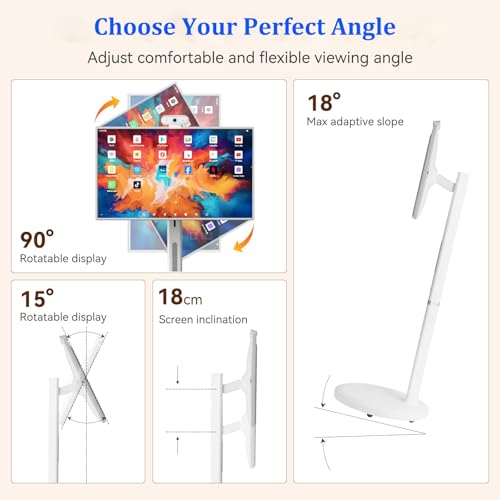 Image of 32 inch Smart Portable TV on Wheels, 1080P FHD Portable Rolling TV with Rotatable Touch Screen, Android 13 OS, 8GRAM+128G Storage, Full Rotation Mobile TV with 13MP Camera, Built-in Battery, Voice Control