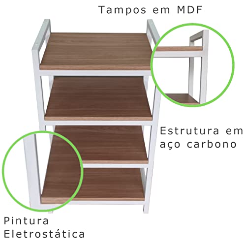 Estante Sapateira Vertical MDF e Metal Estilo Industrial Multiuso Resistente Moderna SD-3099 Branca