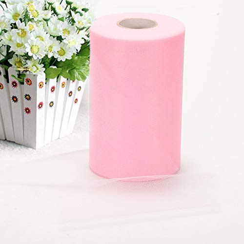 Haperlare 6 Inch x 200 Yards (600FT) Pink Tulle Rolls Tulle Spool Pink Tulle Fabric Rolls Wedding Tulle for Gift Bow Craft Tutu Skirt Wedding Party Decorations