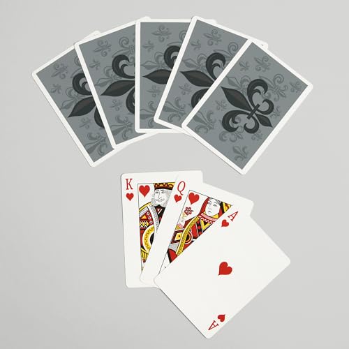 Baraja de 52 cartas Fleur de Lis patrón gris poker miniatura 7
