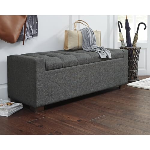 Signature Design by Ashley Cortwell Ottoman Tufted Entryway Storage Bench, Charcoal Gray