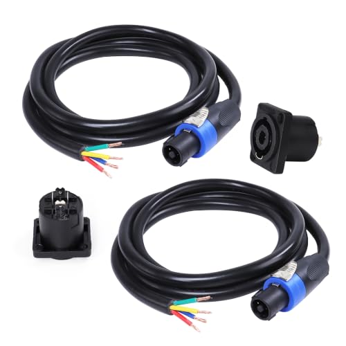 4 Conductor Speakon Cables to Bare Wire, 6 Feet 2 Pack
