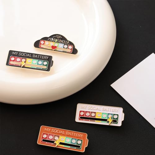 Image of 4PCS Enamel Pins, Badges for Bags, Brooch Pin for Women, Social Battery Expression for Mood Display, Non-Verbal Communication Accessories, Personal Style Enhancement