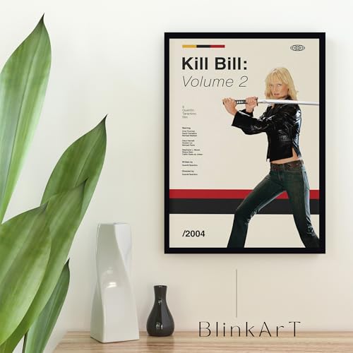 Image of BLINKART Kill Bill Volume 2 Vintage Movie Poster Frame 8x12 Inch | Premium 300 GSM Paper Wall Print | Mid Century Vintage Film Artwork for Home, Bedroom, Living Room, Office | Framed Photo Decor