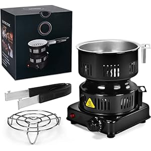 Multipurpose Electric Charcoal Burner – Coal Burner Starter Hot Plate ETL Approved Electric Stove Coconut Starter with Stainless Detachable Tongs, Coals Burner 600W Fast Heating BBQ Kitchen