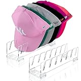 FAMOVELL Hat Organizer for Baseball Caps, 2 Pack Upgrade Acrylic Hat Stand for 14 Baseball Caps Storage Organizer, Easy Install Hat Holder Display and Organization for Bedroom, Closet, Dresser-Clear