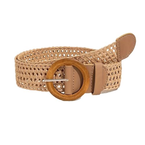 Women's Braided Belt Wide Woven Bohemian Boho Ethnic Vintage Adjustable Wide Waist Belt for Dresses Pants with Buckle