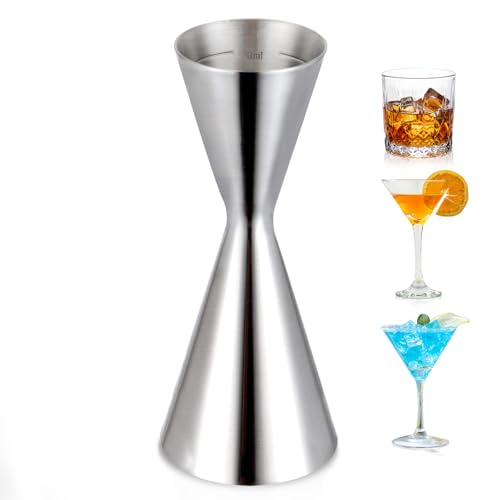 YXT&BEYOND Premium Doseur Cocktail Jigger Verre Doseur Japonais en Acier Inoxydable 304 30/60ml, Anti-Dérapant Facile à Nettoyer pour Bar Maison, Barman & Fête, Argenté