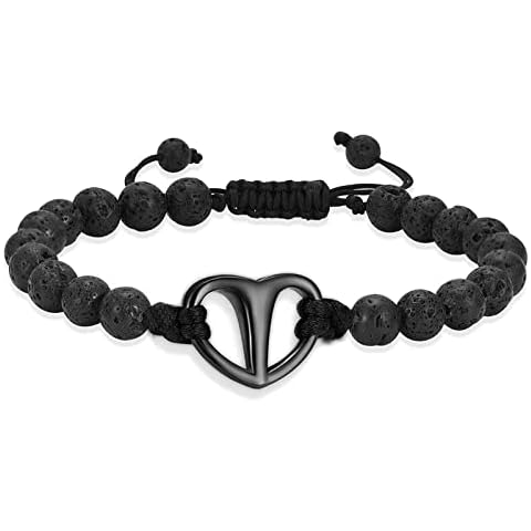 Black Volcanic Rope Cremation Bracelet With Stainless Steel Heart Urn Ashes Jewelry Adjustable Expandable Urn Bracelet, Metal, stainless-steel Cover