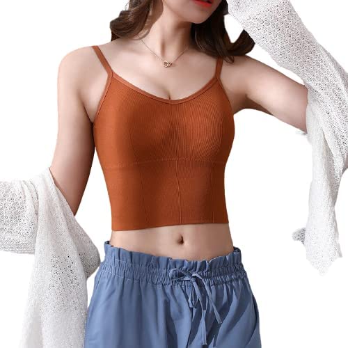 Women Workout Sports Bra High Impact Support No Bounce Wirefree Free Size (28 Till 32) Pack of 1 Brown Color-image-23